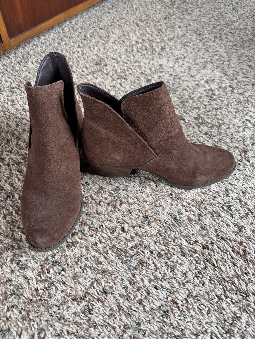 Ruff Hewn Chocolate Brown Suede Ankle Booties